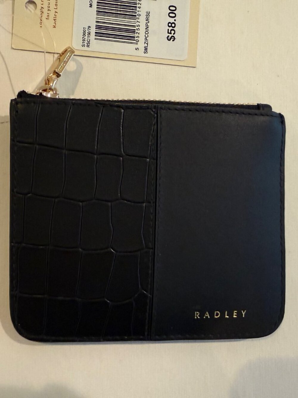 RADLEY LONDON Leather Mount Row Small Zip Top Coin Purse, black